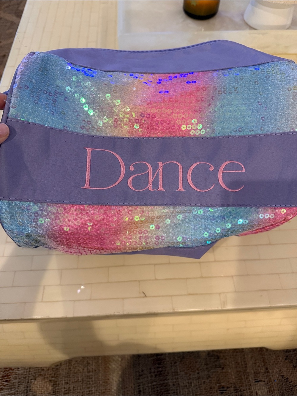 Iridescent Sequin Dance Bag - Lavender with Pink Accent